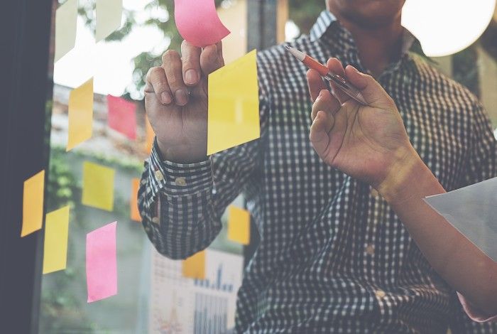 Sticky notes on board planning 