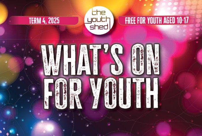The base term 2 with swirl blue, purple, pink background and writing that says "What's on for youth"