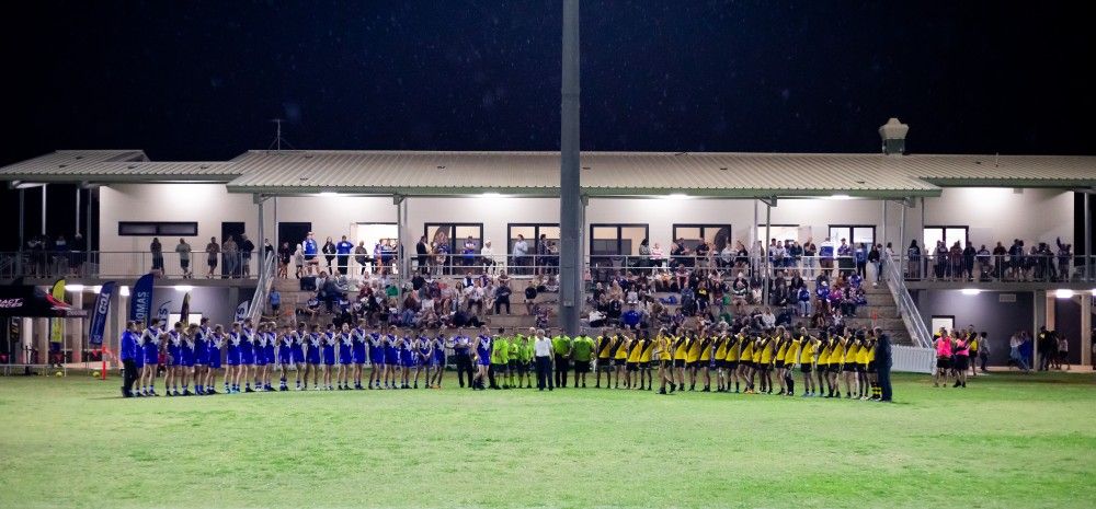 teams in front of clubhouse